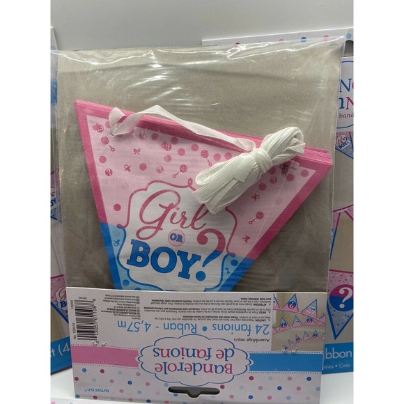 15ft Girl Boy Baby Shower / Gender Reveal Pennant Flag Banner Party Decorations - Picture 6 of 7